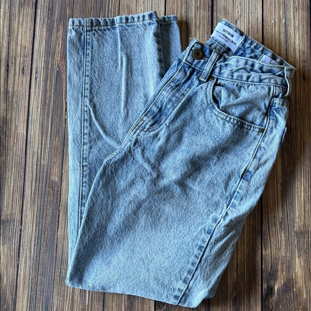 Cotton On Acid Wash Blue Denim Mom Jeans 4